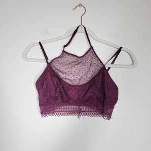 Victoria's Secret lace high neck burgundy bralette size medium